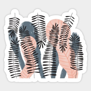 botanical print in pink black and grey Sticker